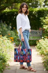 Handblock Printed Quilted Tote Bag without zip/button 17x18x 6 inches