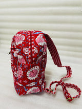 Handcrafted Quilted Cotton One Strap Backpack - 12x9.5x4.5 Inches