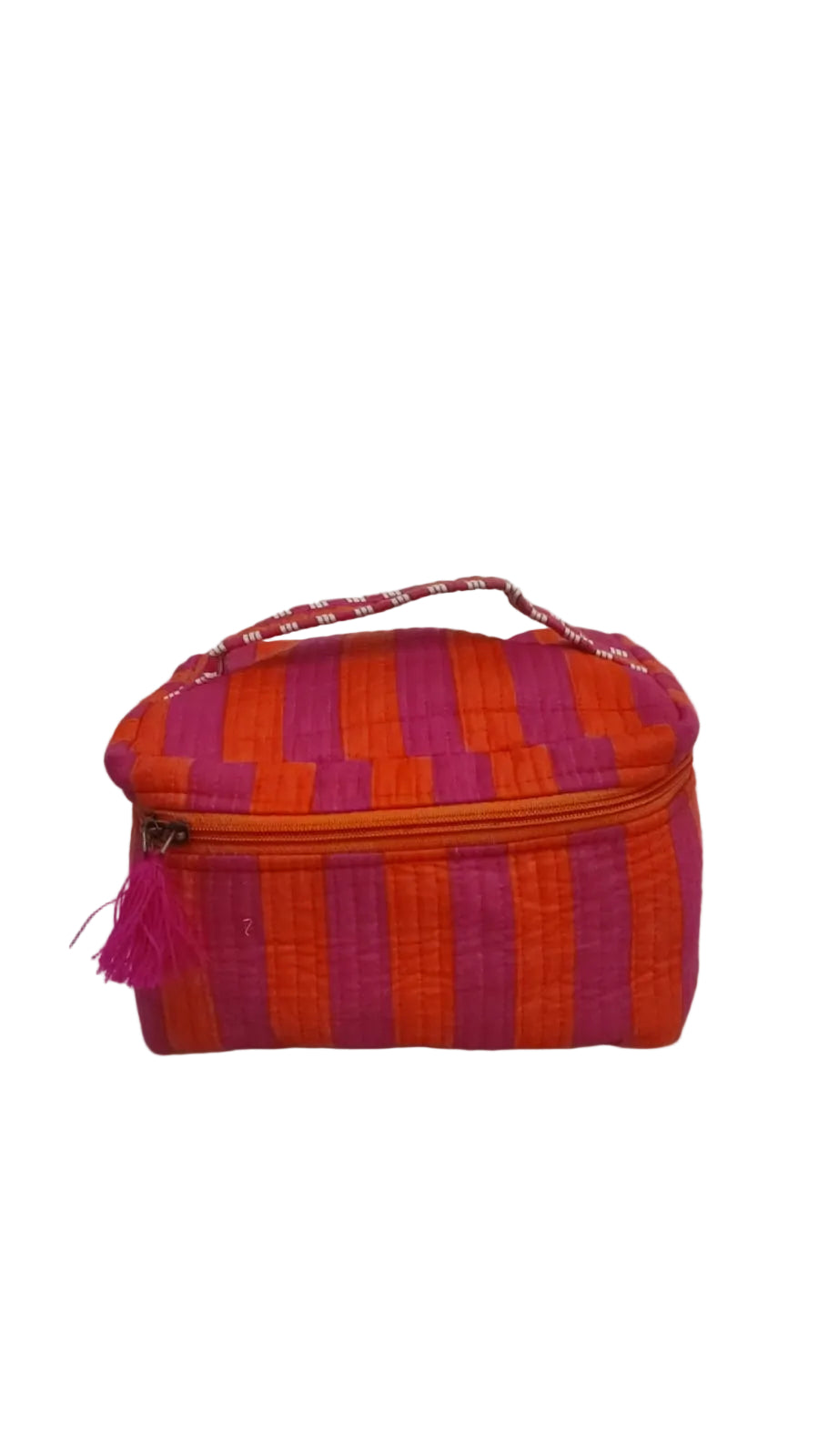 Handcrafted Quilted Makeup Organizer Bag | Cosmetic & Travel Vanity Case - 9x6.5x6.2 inches