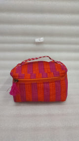 Handcrafted Quilted Makeup Organizer Bag | Cosmetic & Travel Vanity Case - 9x6.5x6.2 inches