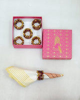 Handcrafted Fancy Beaded Napkin Ring Set of 6 – Perfect for Dining & Parties