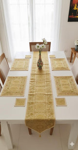 Banarasi Table Set with 1 Runner, 6 mats and 6 coasters