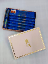 Diwali Gift Box with Banarasi Zari Table Runner, Set Of 6 Mats, 6 coaster & 2 laddoo candles