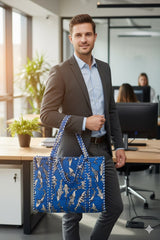 Handblock Printed Quilted Tote Bag without zip/button 17x18x 6 inches