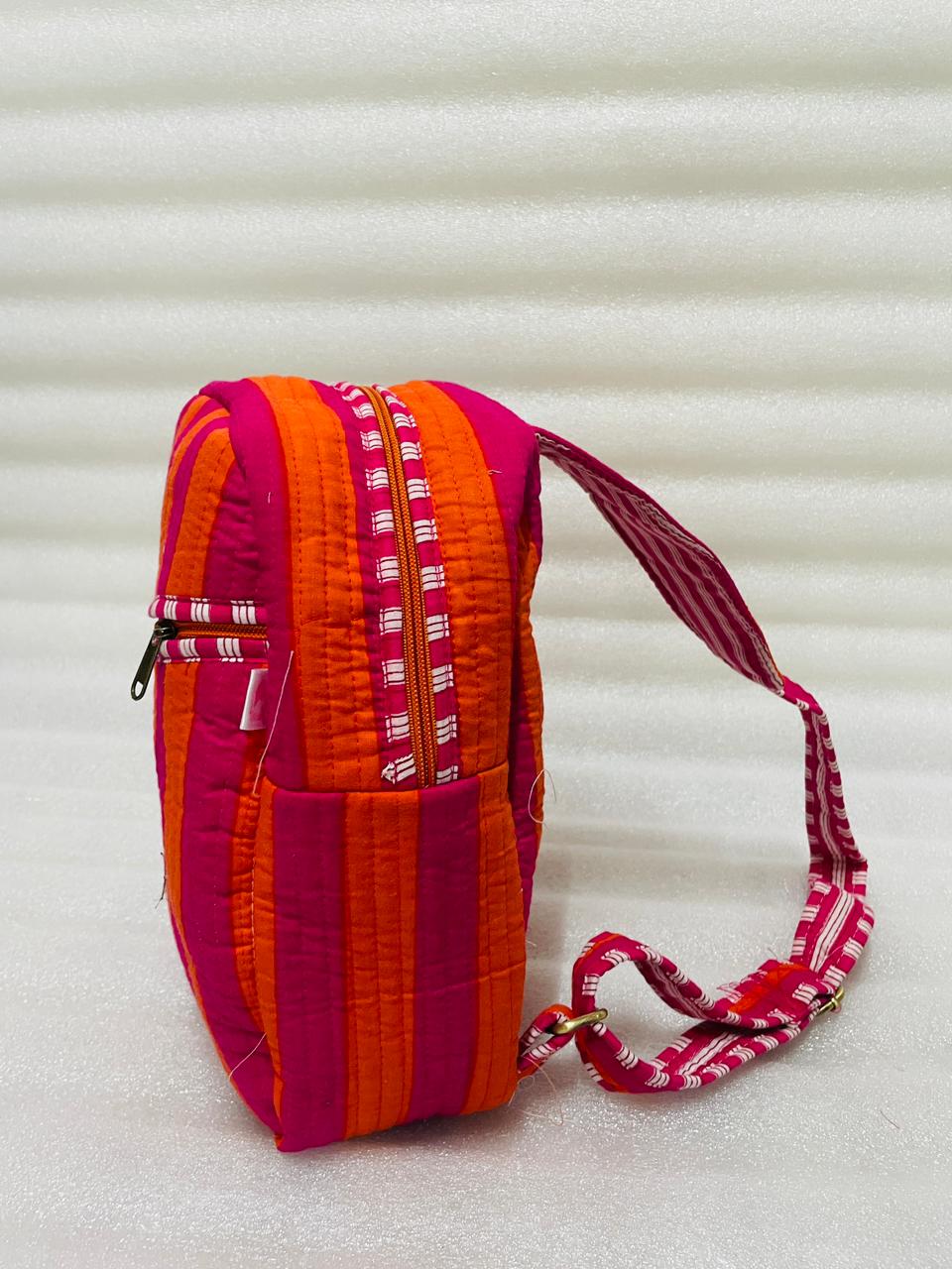 Handcrafted Quilted Cotton One Strap Backpack - 12x9.5x4.5 Inches