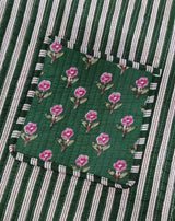 Handblock Printed Quilted Tote Bag without zip/button 17x18x 6 inches