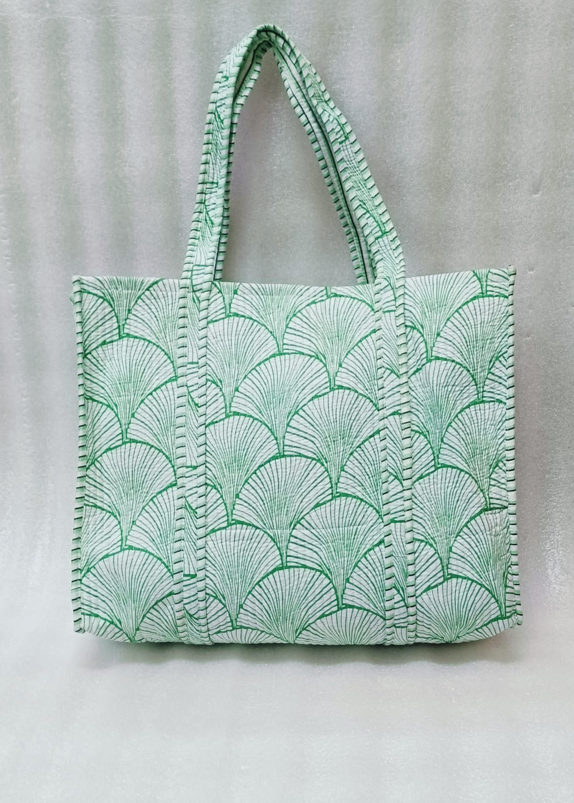 Handblock Printed Quilted Tote Bag without zip/button 17x18x 6 inches