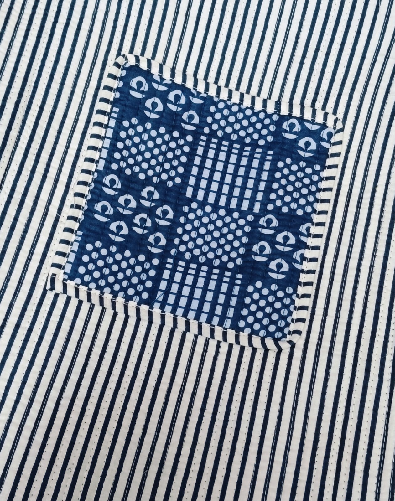 Handblock Printed Quilted Tote Bag without zip/button 17x18x 6 inches