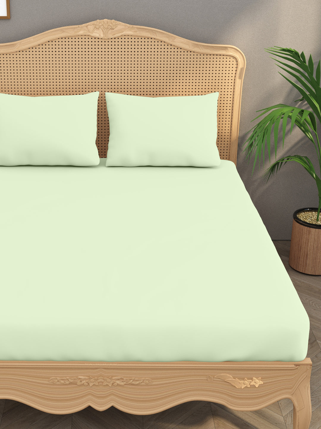 Luxury 400 TC Solid Cotton Bedsheet – 108 x 108 Inches with 2 Pillow Covers | Premium Cotton Comfort