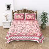 Floral Print Cotton Double King Bedsheet with 2 Pillow Covers