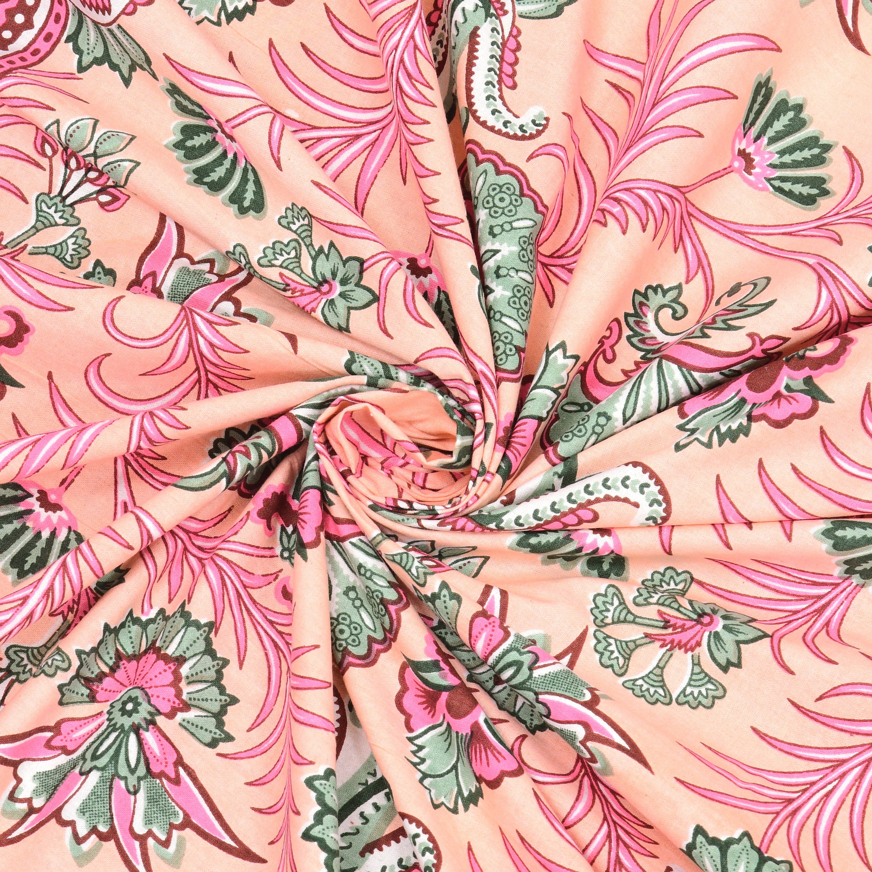 Floral Print Cotton Double King Bedsheet with 2 Pillow Covers