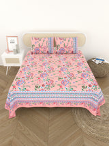 Cotton Printed Bedsheet with 2 Pillow Covers - (108 x 108 Inch)