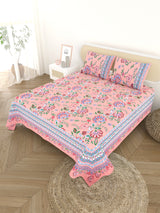 Cotton Printed Bedsheet with 2 Pillow Covers - (108 x 108 Inch)