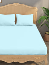 Luxury 400 TC Solid Cotton Bedsheet – 108 x 108 Inches with 2 Pillow Covers | Premium Cotton Comfort