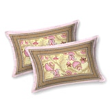 Floral Print Cotton Double King Bedsheet with 2 Pillow Covers