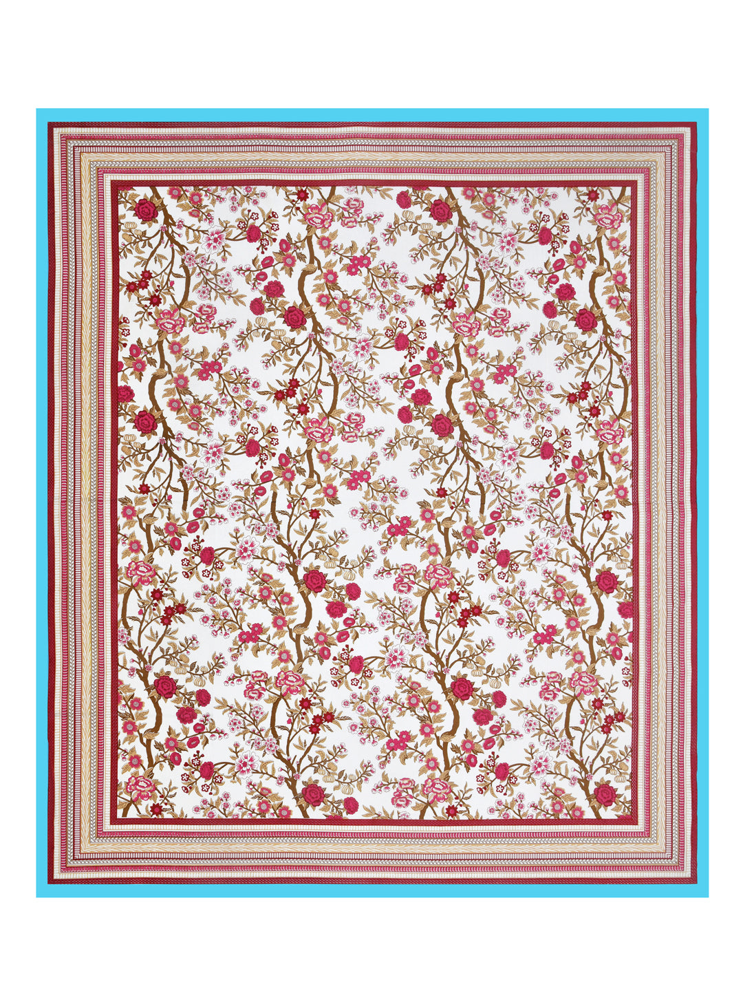 Floral Print Cotton Double King Bedsheet with 2 Pillow Covers