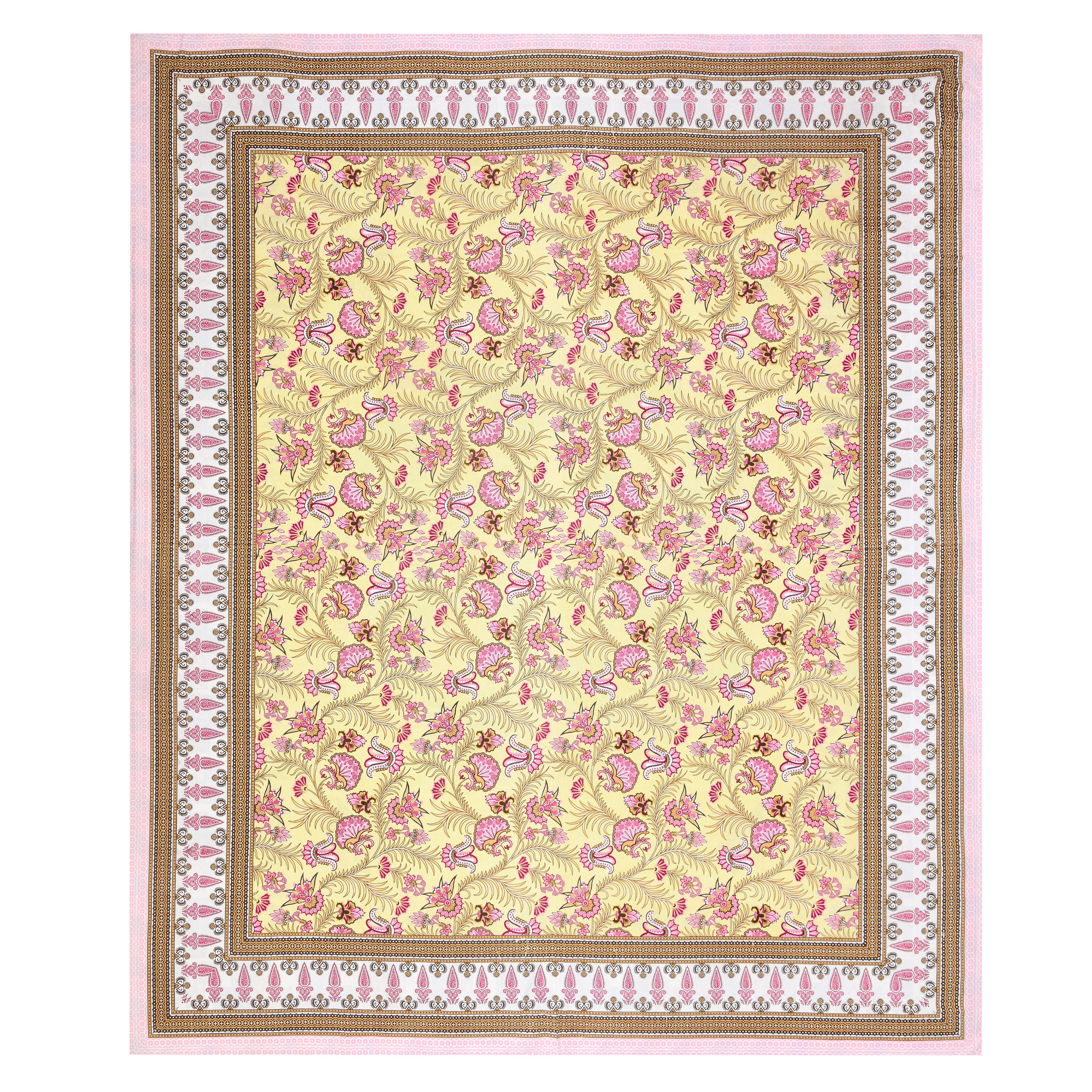 Floral Print Cotton Double King Bedsheet with 2 Pillow Covers