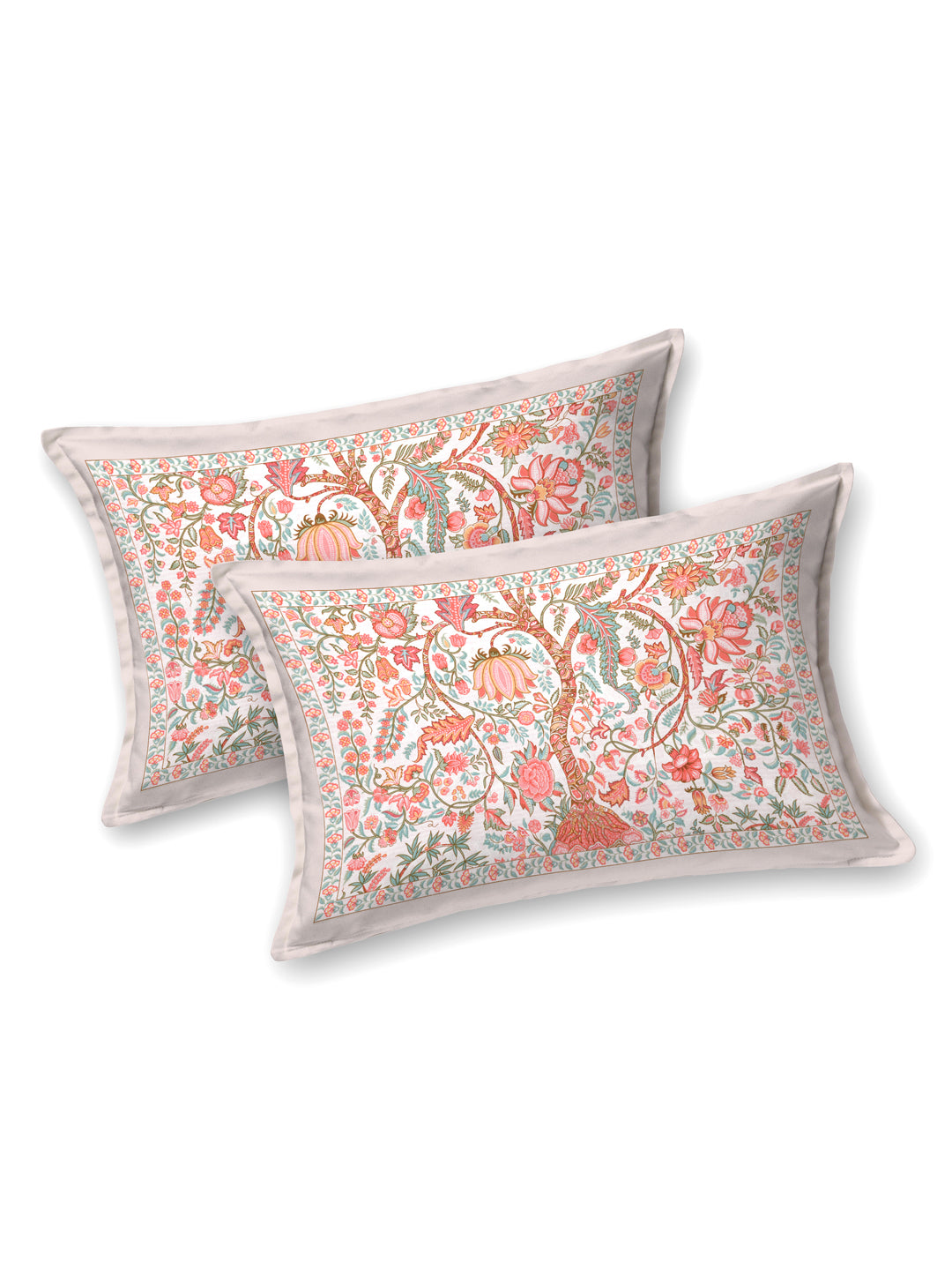 Floral Print Cotton Double King Bedsheet with 2 Pillow Covers