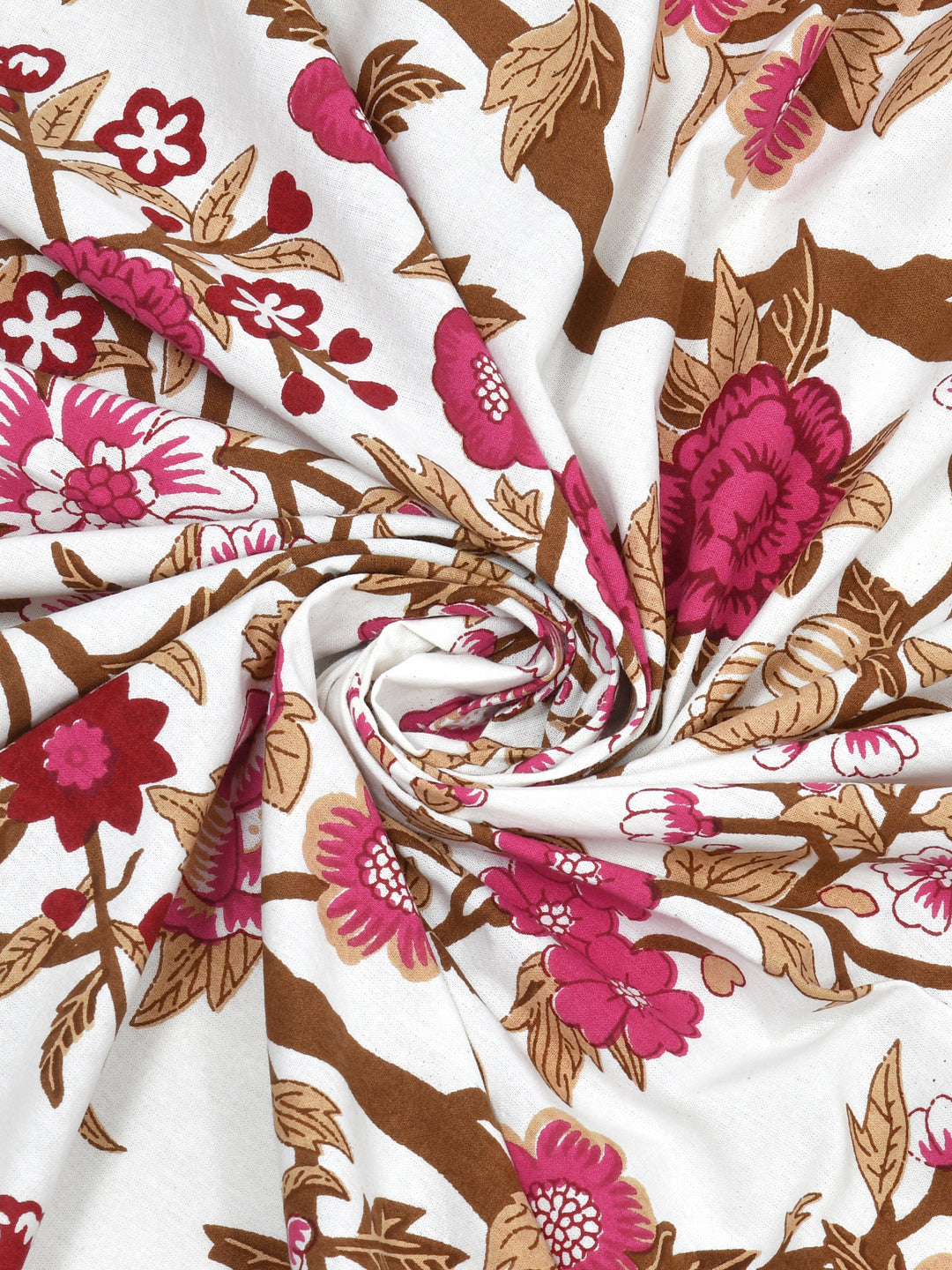 Floral Print Cotton Double King Bedsheet with 2 Pillow Covers