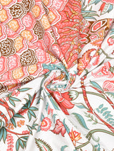Floral Print Cotton Double King Bedsheet with 2 Pillow Covers