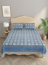 Floral Print Cotton Double King Bedsheet with 2 Pillow Covers