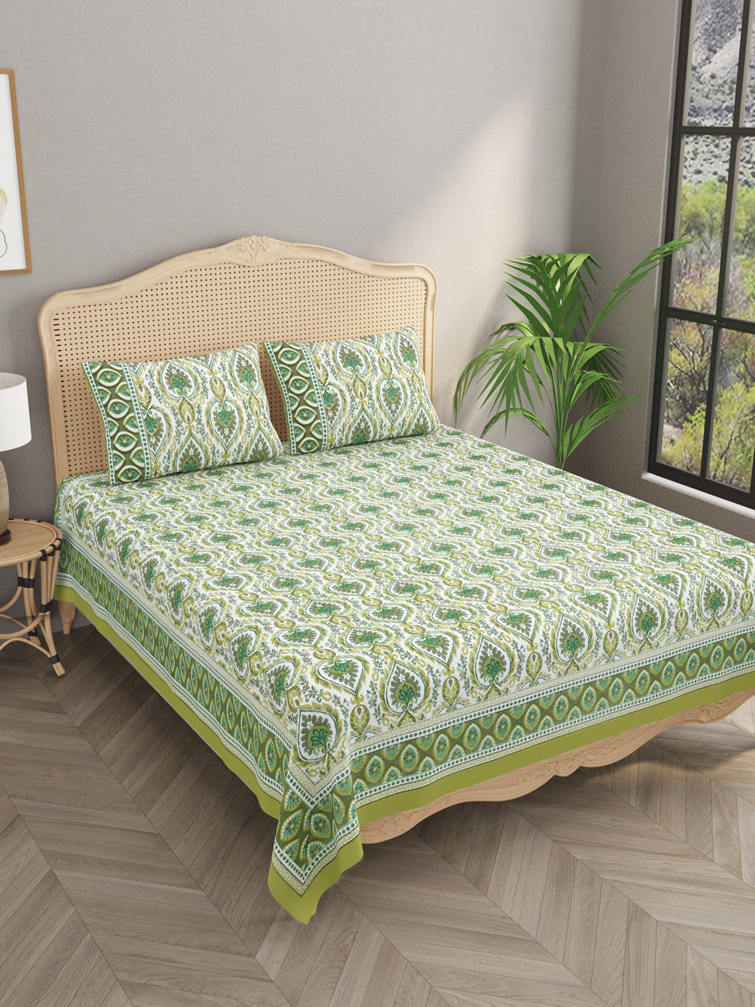 Rakhi Gift Box – Premium Double Cotton Bedsheet, 2 Rakhi & 6 Beaded Coasters