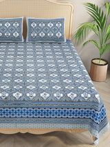 Floral Print Cotton Double King Bedsheet with 2 Pillow Covers