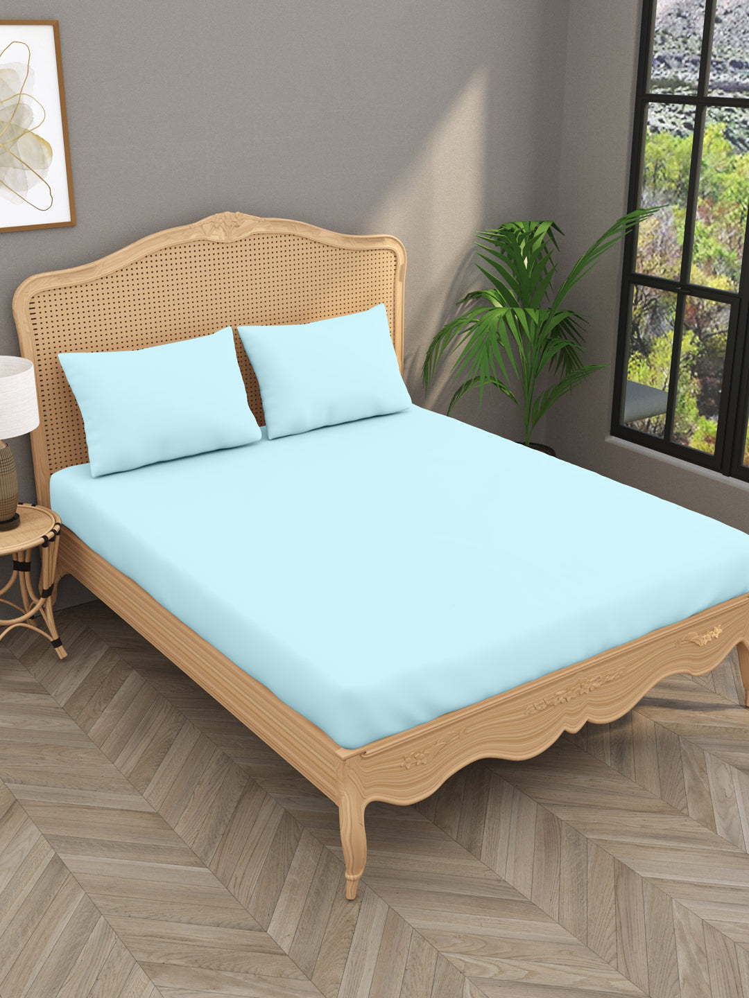 Luxury 400 TC Solid Cotton Bedsheet – 108 x 108 Inches with 2 Pillow Covers | Premium Cotton Comfort
