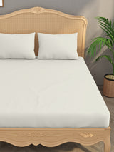 Luxury 400 TC Solid Cotton Bedsheet – 108 x 108 Inches with 2 Pillow Covers | Premium Cotton Comfort