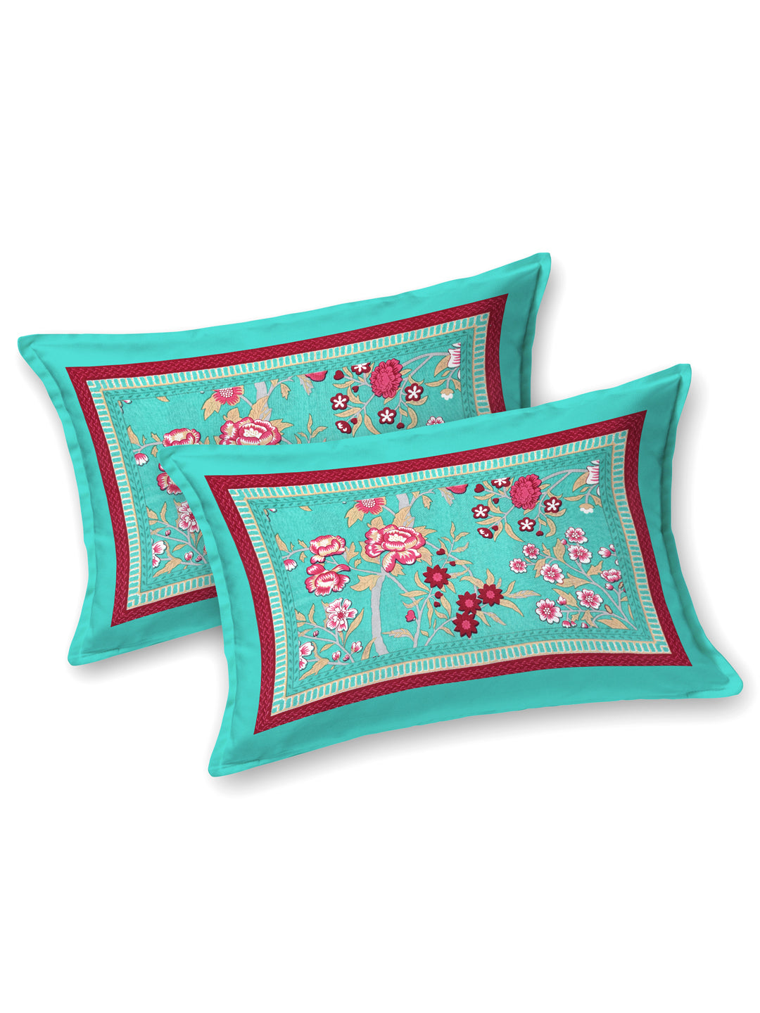 Floral Print Cotton Double King Bedsheet with 2 Pillow Covers