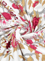 Floral Print Cotton Double King Bedsheet with 2 Pillow Covers