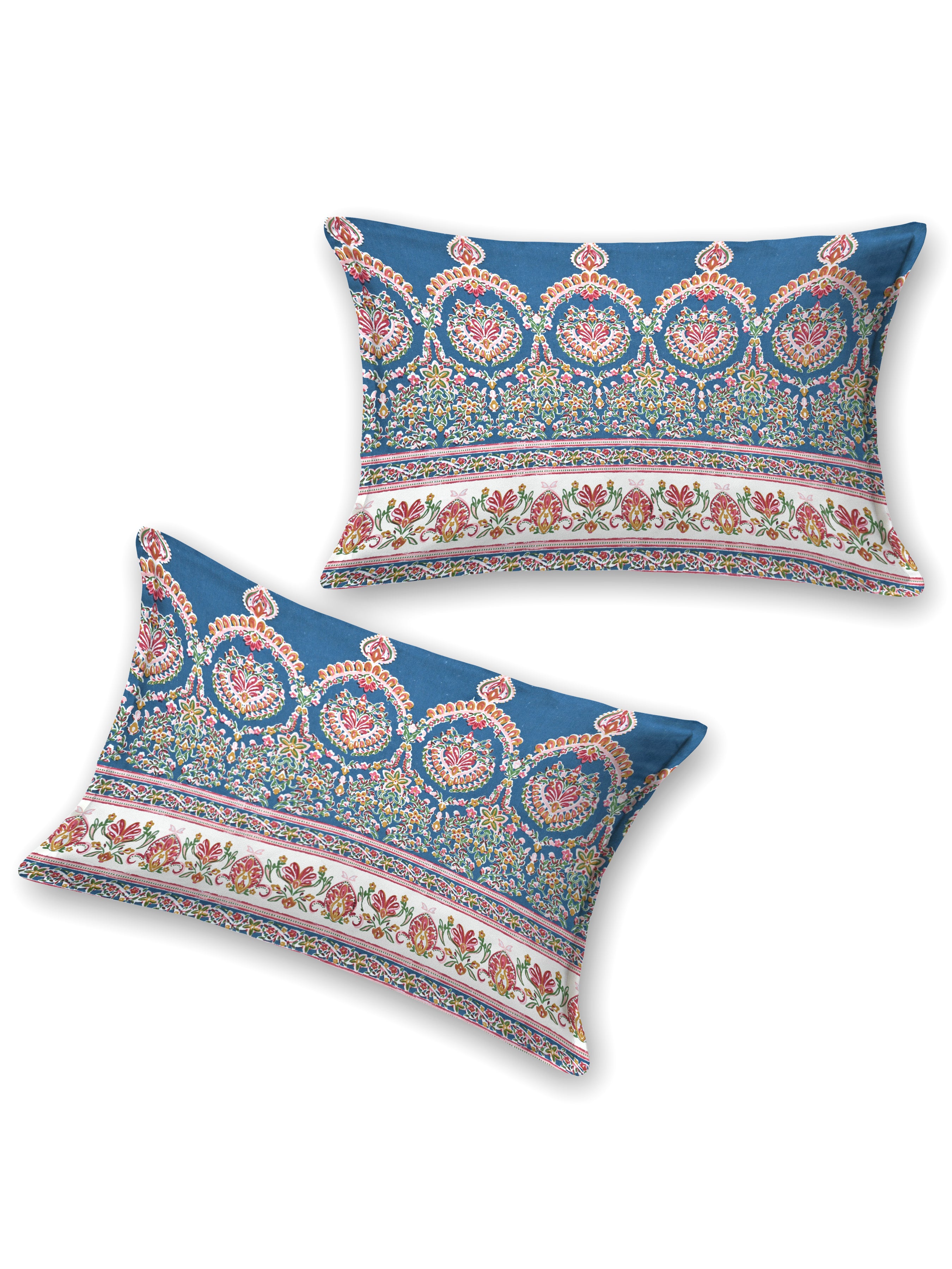 Cotton Printed Bedsheet with 2 Pillow Covers - (108 x 108 Inch)