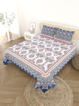 Cotton Printed Bedsheet with 2 Pillow Covers - (108 x 108 Inch)