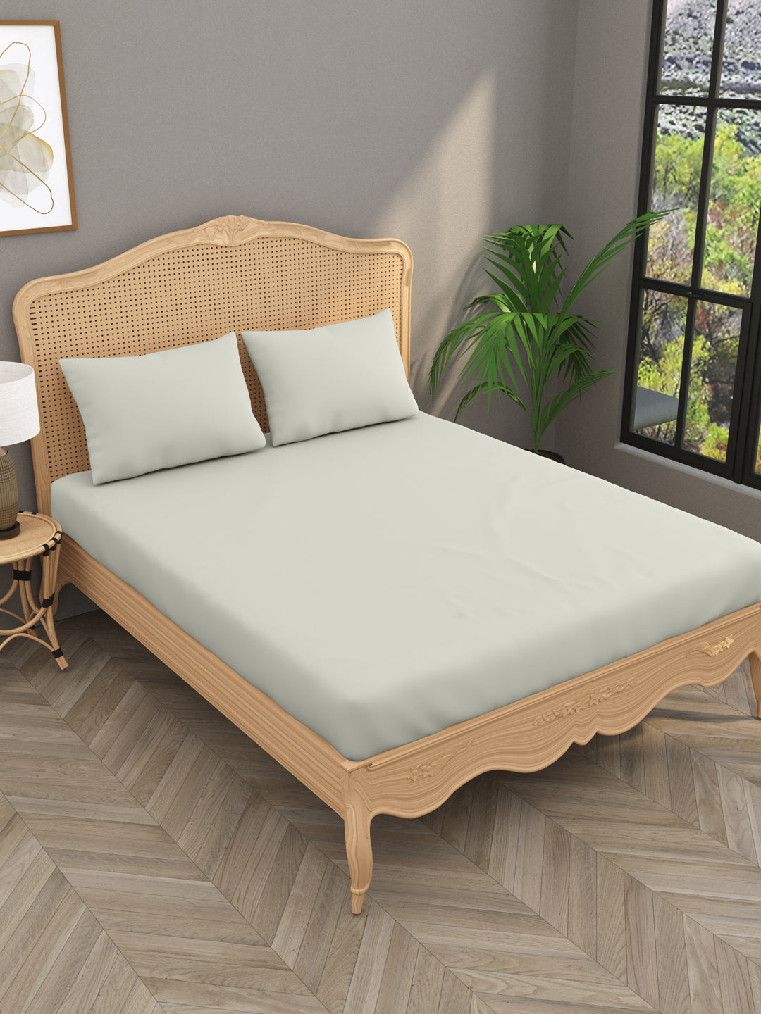 Luxury 400 TC Solid Cotton Bedsheet – 108 x 108 Inches with 2 Pillow Covers | Premium Cotton Comfort