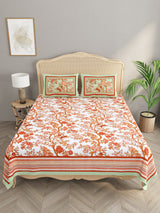 Floral Print Cotton Double King Bedsheet with 2 Pillow Covers
