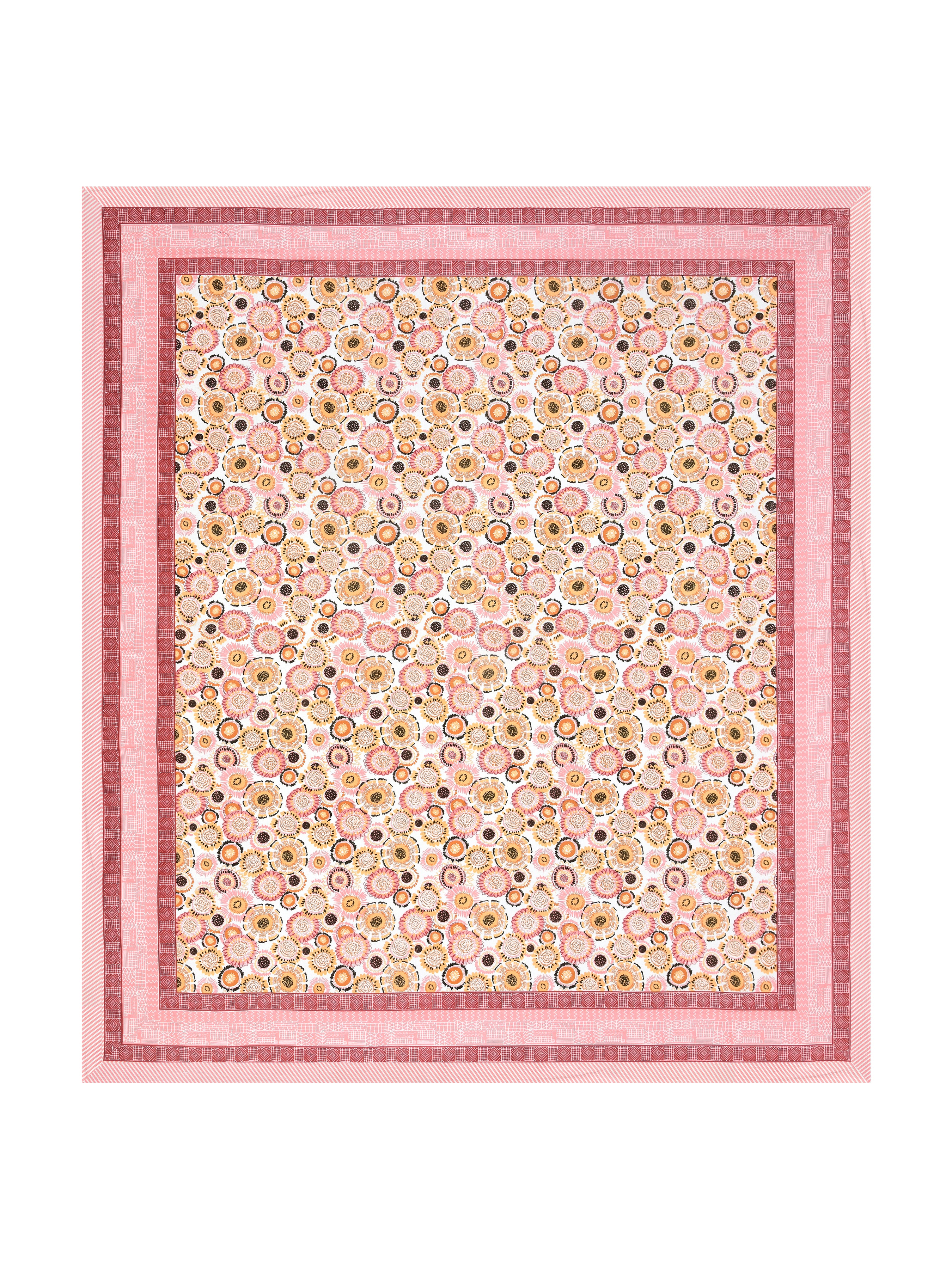 Floral Print Cotton Double King Bedsheet with 2 Pillow Covers