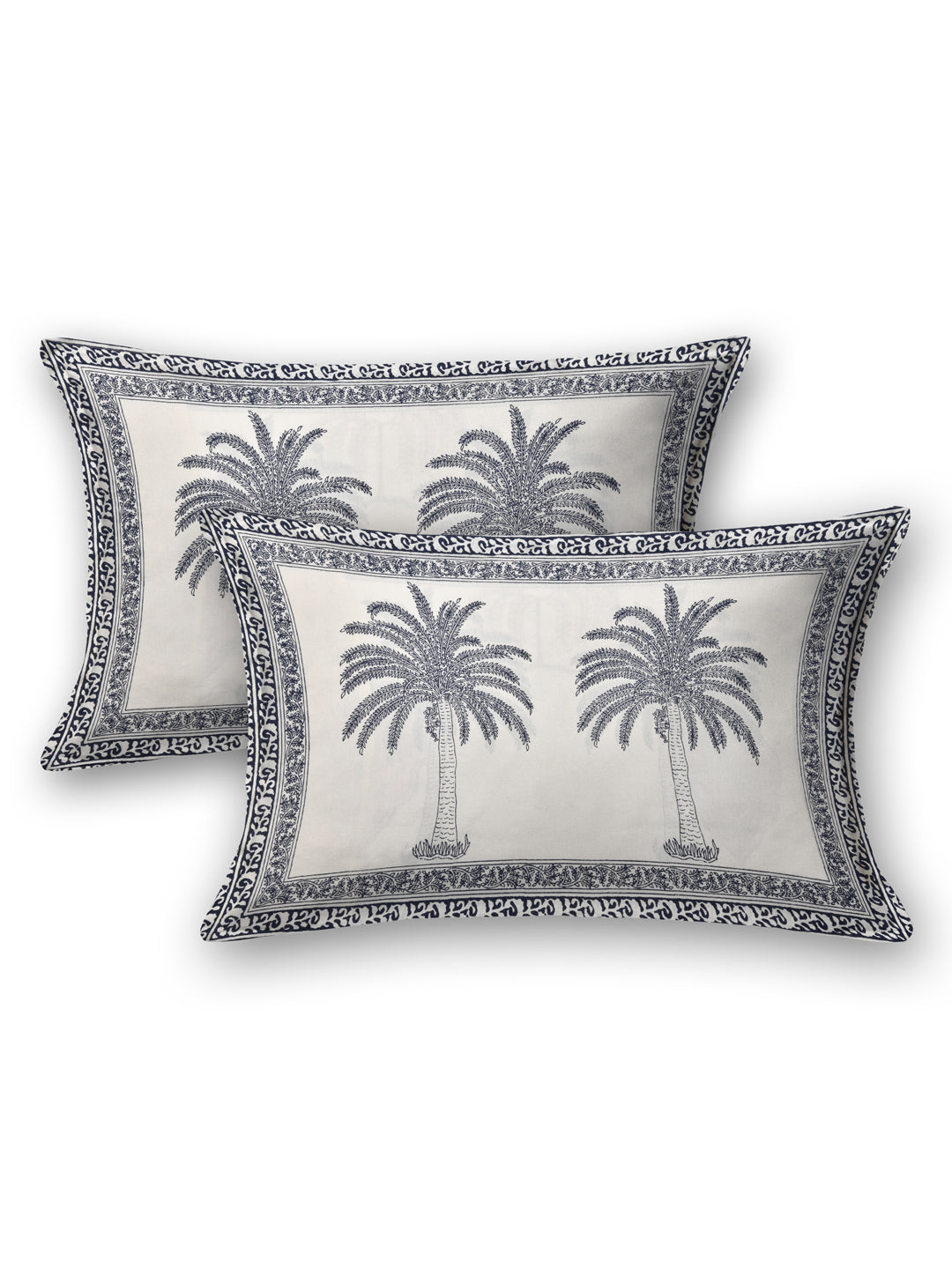 00 Handblock Print Super King Bedsheet in Extra Soft Percale Cotton with 2 Pillow covers