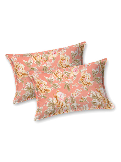 Premium Glaze Cotton Floral Print Super King Bedsheet with 2 Pillow Covers