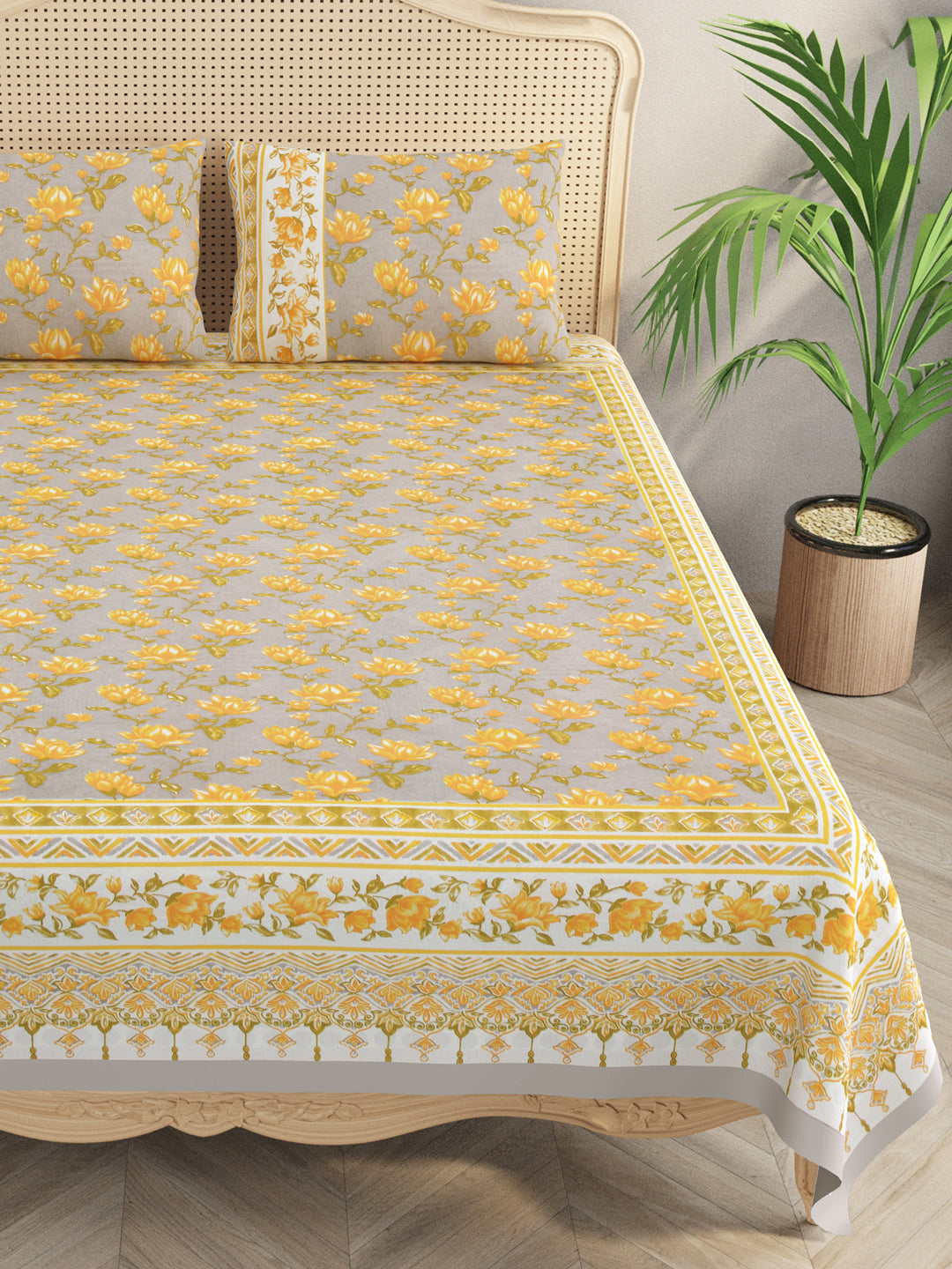 Double King Bedsheet with 2 Pillow Covers