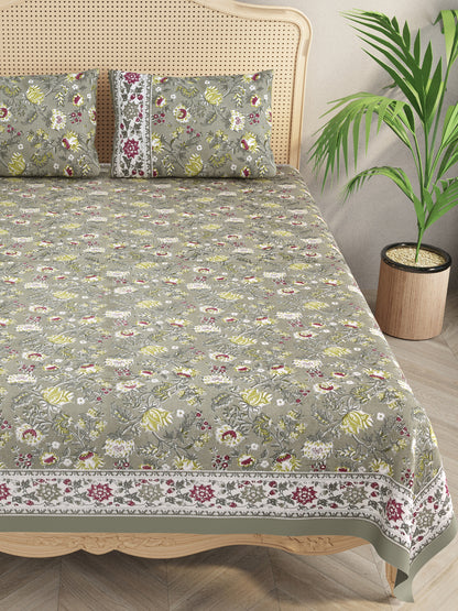 Cotton Double King Bedsheet with 2 Pillow Covers