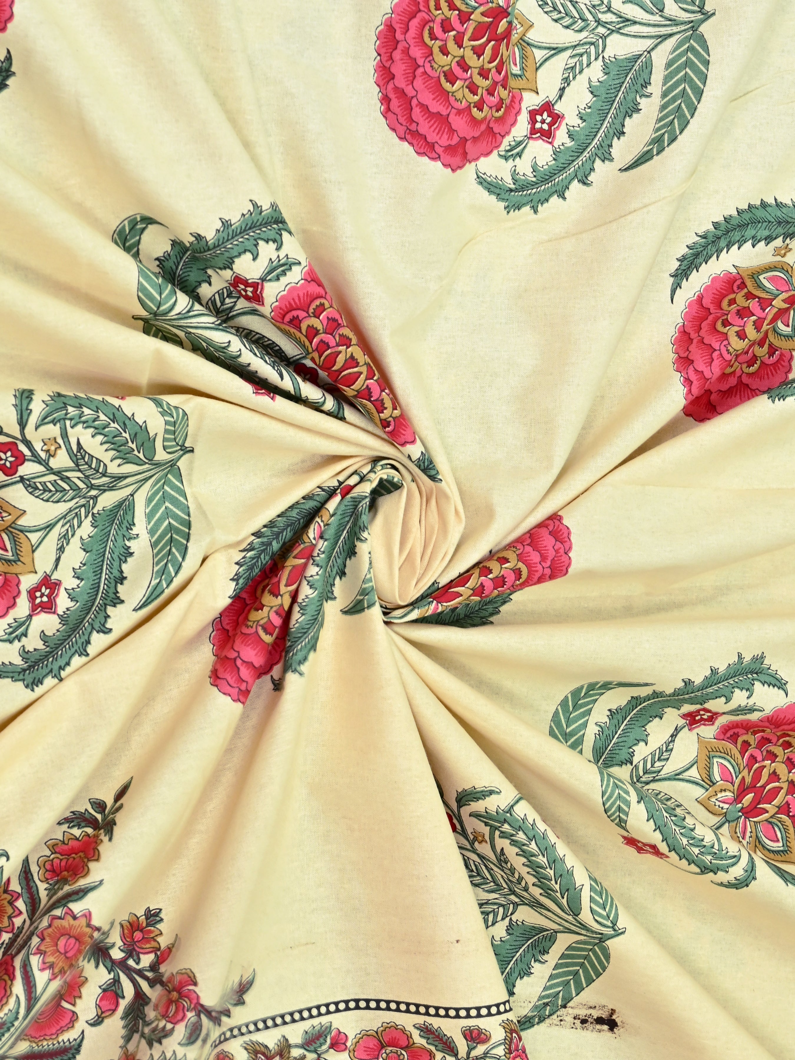 Cotton Printed Bedsheet with 2 Pillow Covers - (108 x 108 Inch)
