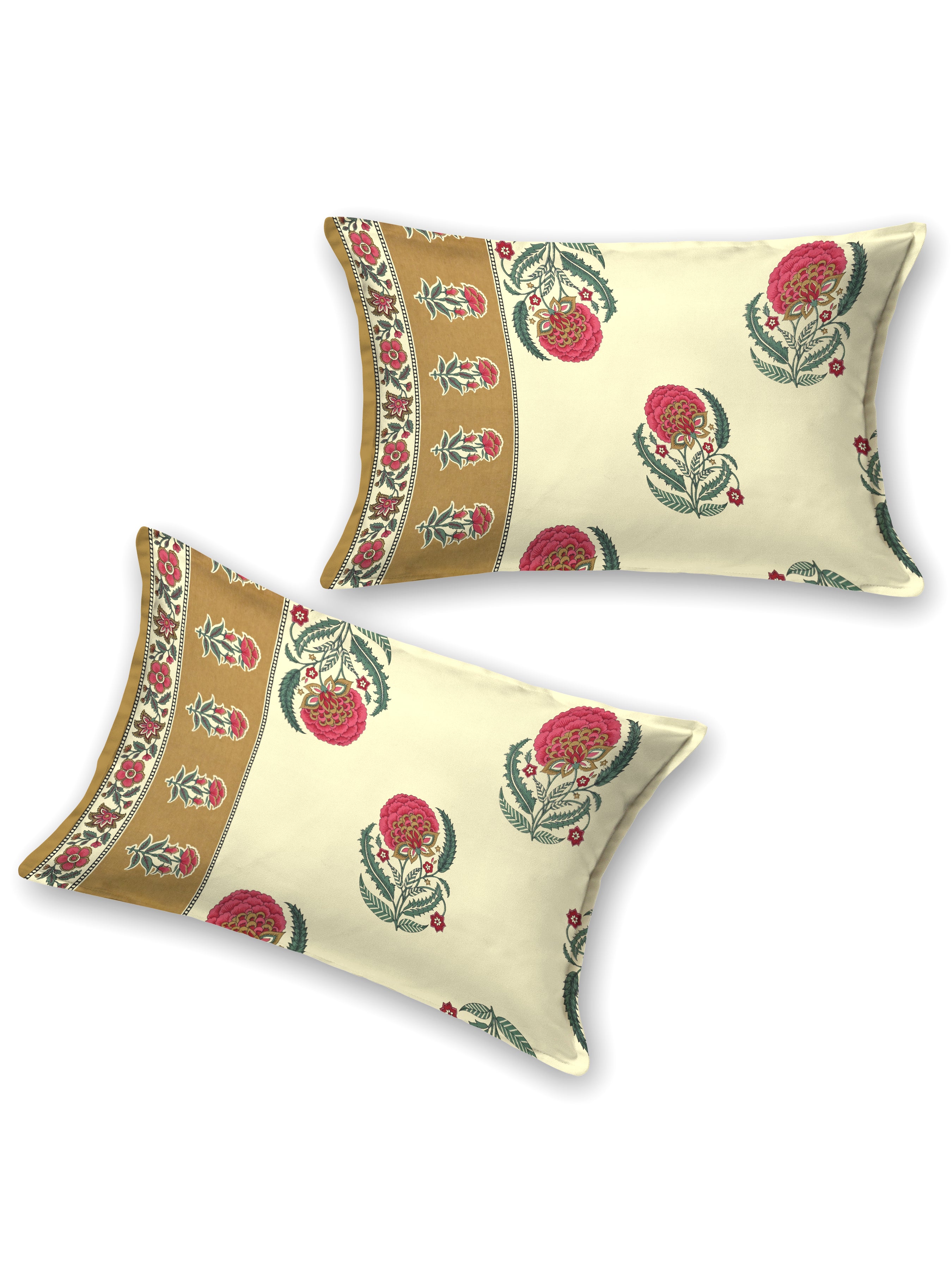 Cotton Printed Bedsheet with 2 Pillow Covers - (108 x 108 Inch)