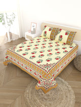 Cotton Printed Bedsheet with 2 Pillow Covers - (108 x 108 Inch)