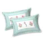 Floral Print Cotton Double King Bedsheet with 2 Pillow Covers