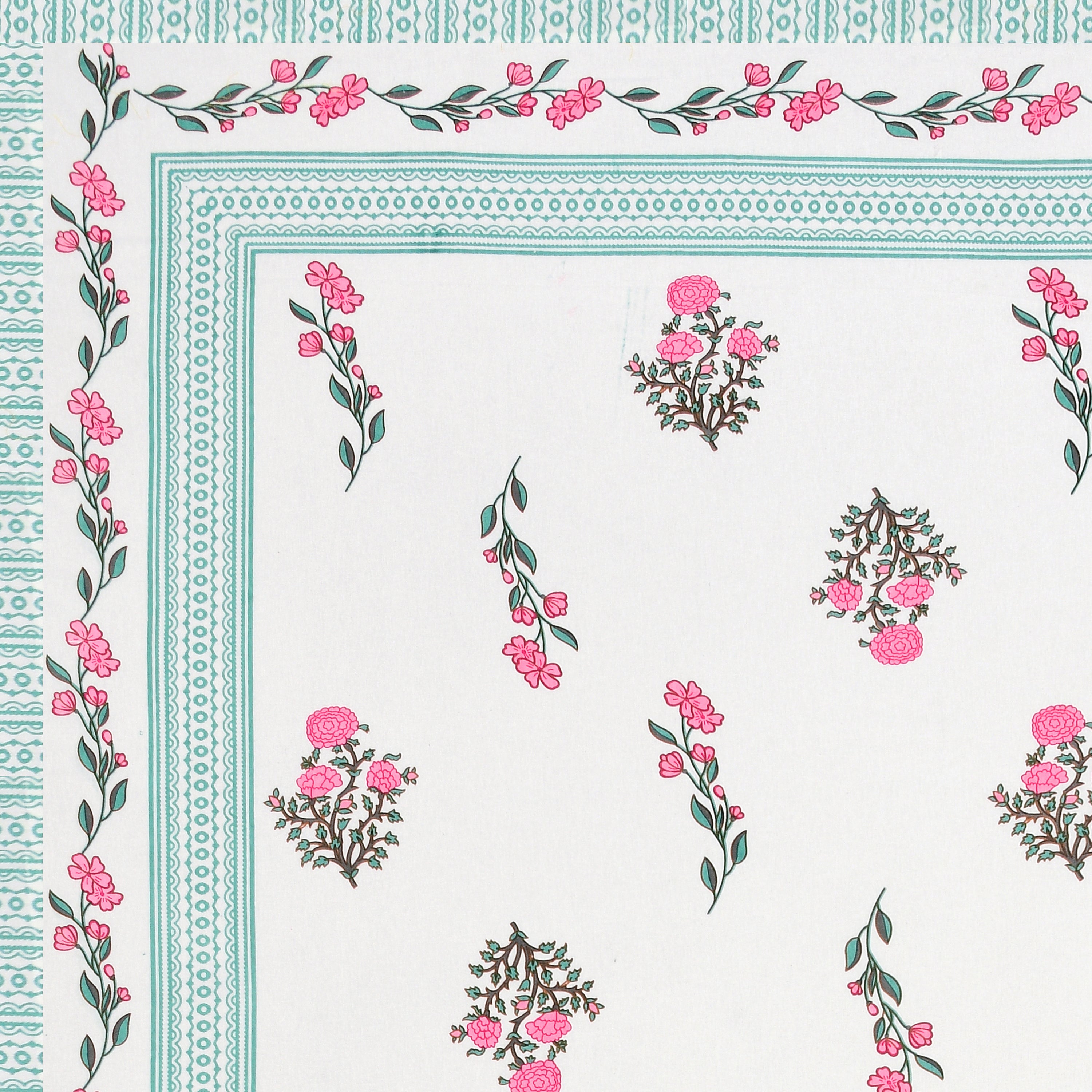 Floral Print Cotton Double King Bedsheet with 2 Pillow Covers