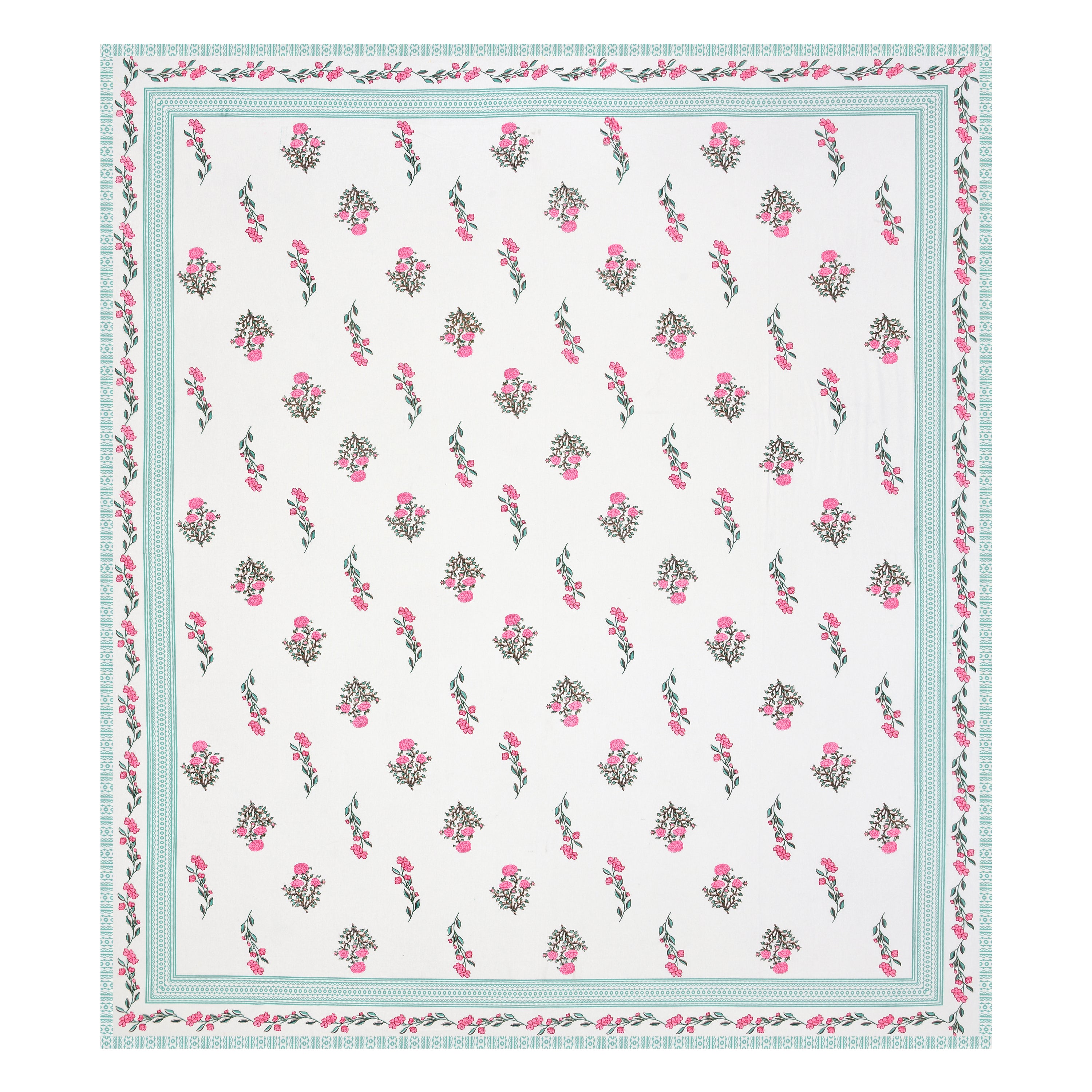 Floral Print Cotton Double King Bedsheet with 2 Pillow Covers