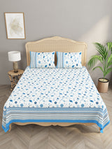 Floral Print Super King Cotton Bedsheet with 2 Pillow Covers