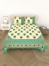 Cotton Printed Bedsheet with 2 Pillow Covers - (108 x 108 Inch)