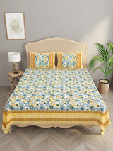 Floral Print Cotton Double King Bedsheet with 2 Pillow Covers