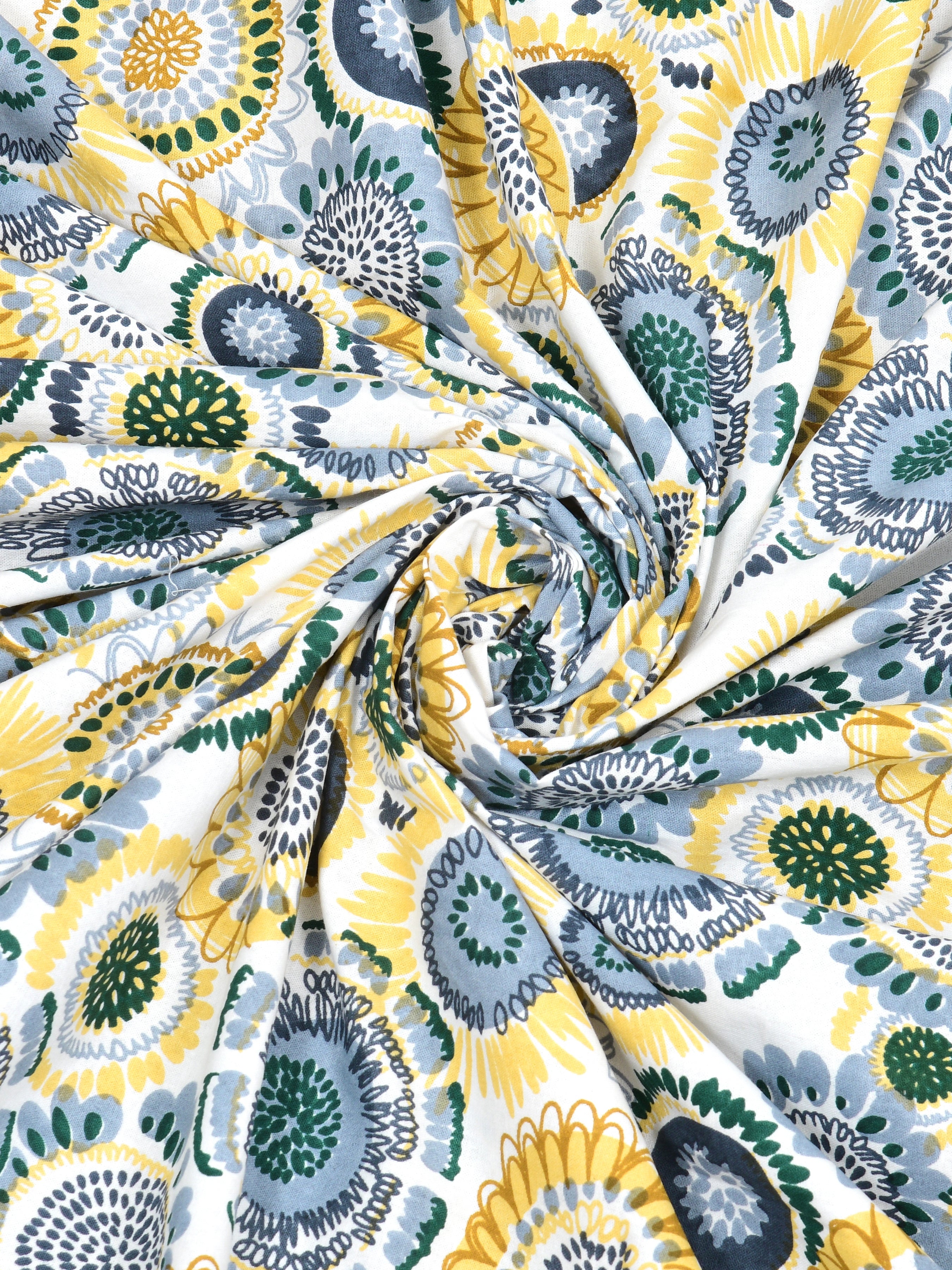 Floral Print Cotton Double King Bedsheet with 2 Pillow Covers